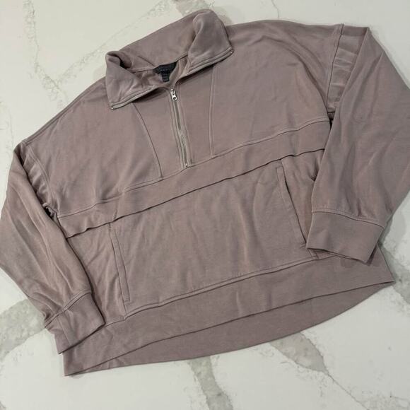 Danskin Scuba Half Zip Athletic Pullover Sweater Women's Medium Taupe Athleisure - Picture 2 of 6